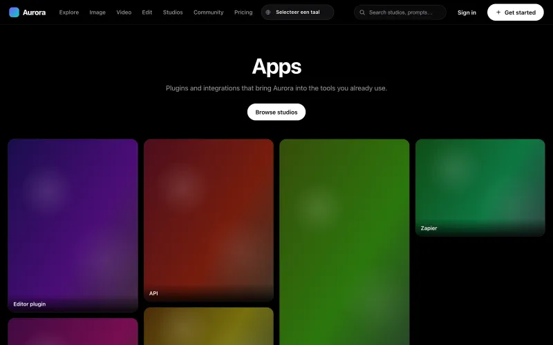 Alle apps en studio’s