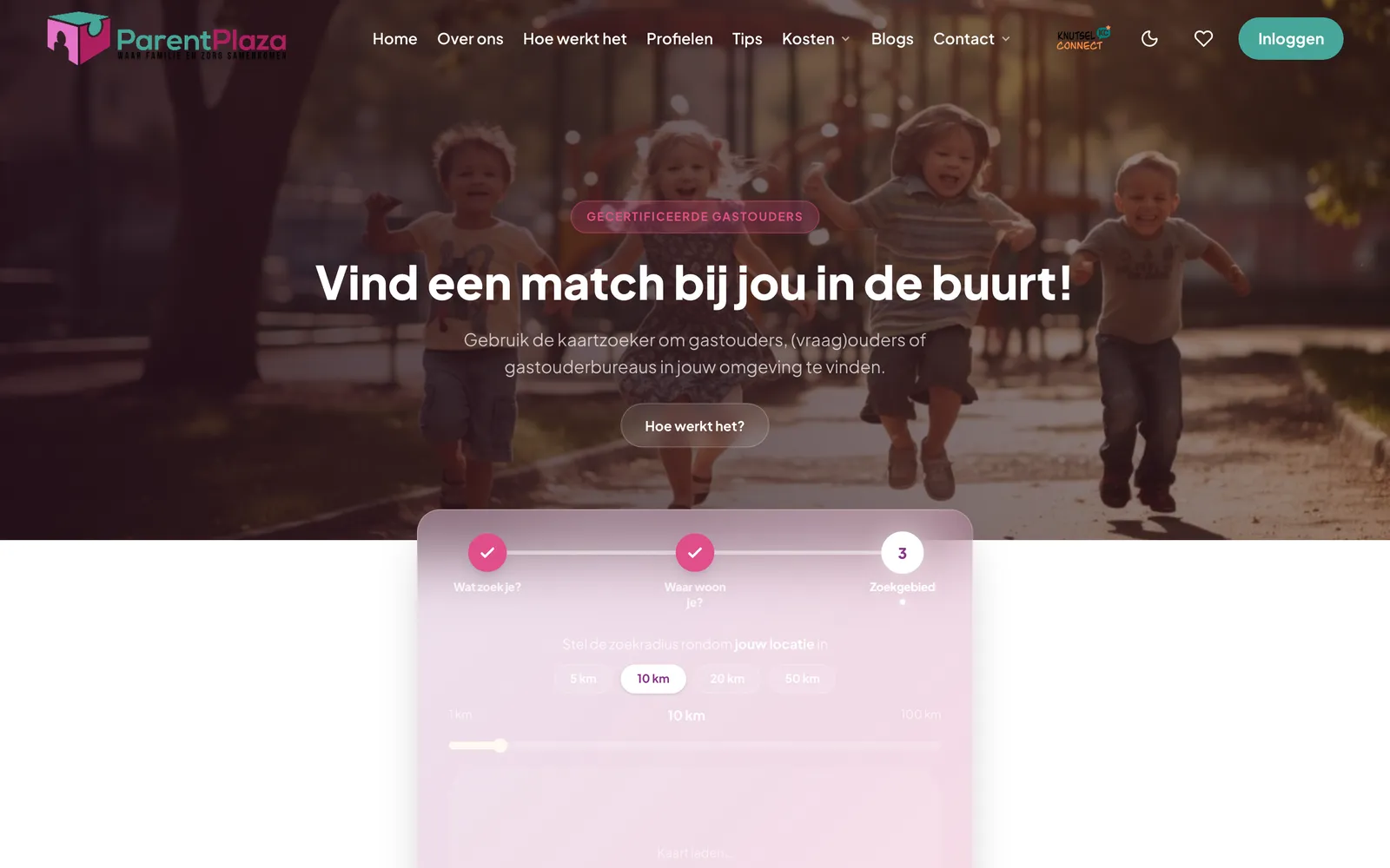 De homepage van ParentPlaza