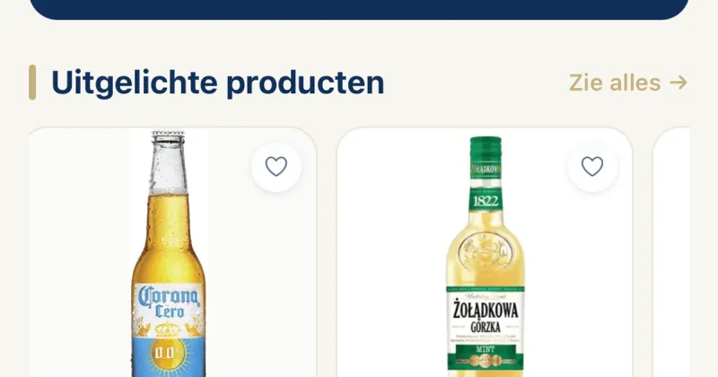 Uitgelichte producten in de app